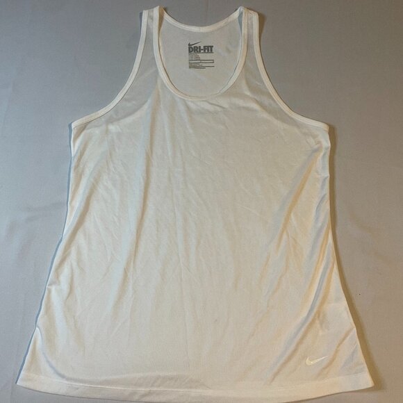 Nike Tank Top Womens Large White Dri Fit Scoop Neck Sleeveless Training Gym - Picture 1 of 4